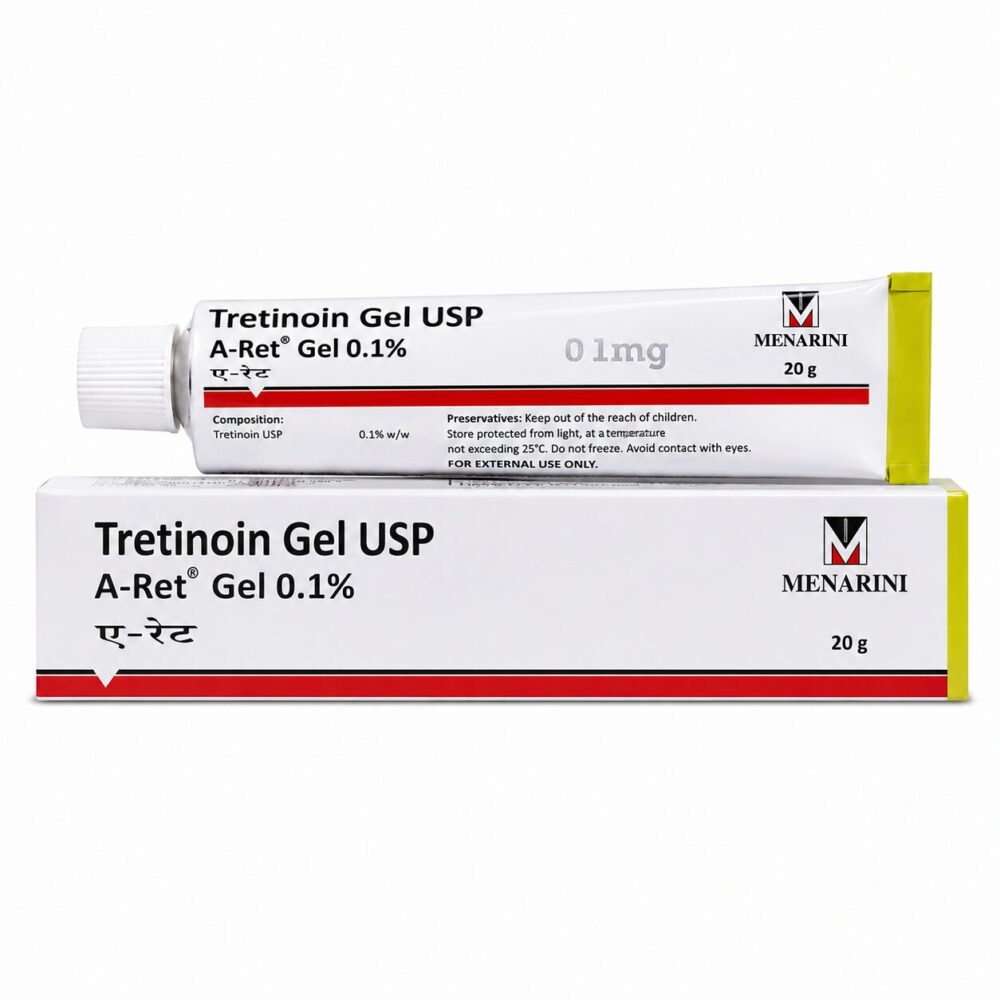 A-Ret 0.1% Gel (Tretinoin Gel) 1 A-Ret 0.1% Gel (Tretinoin Gel) frpnt box with tube