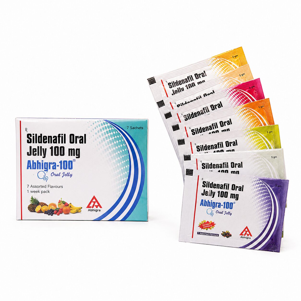 Abhigra Oral jelly 100 mg (Sildenafil Citrate) 1 Abhigra Oral jelly 100 mg (Sildenafil Citrate) box with sachet