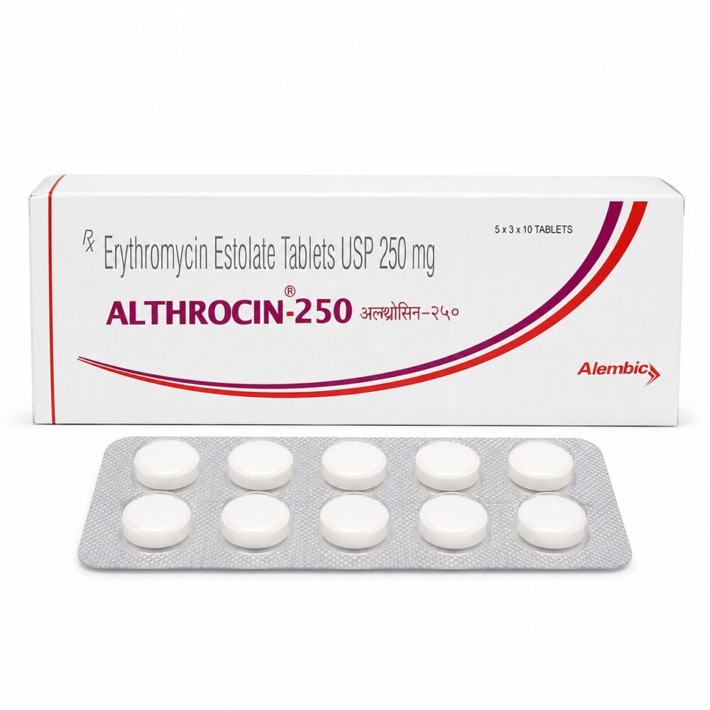 Althrocin 250 mg (Erythromycin Tablets) 1 Althrocin 250 mg - Authentic Erythromycin Antibiotic Tablets