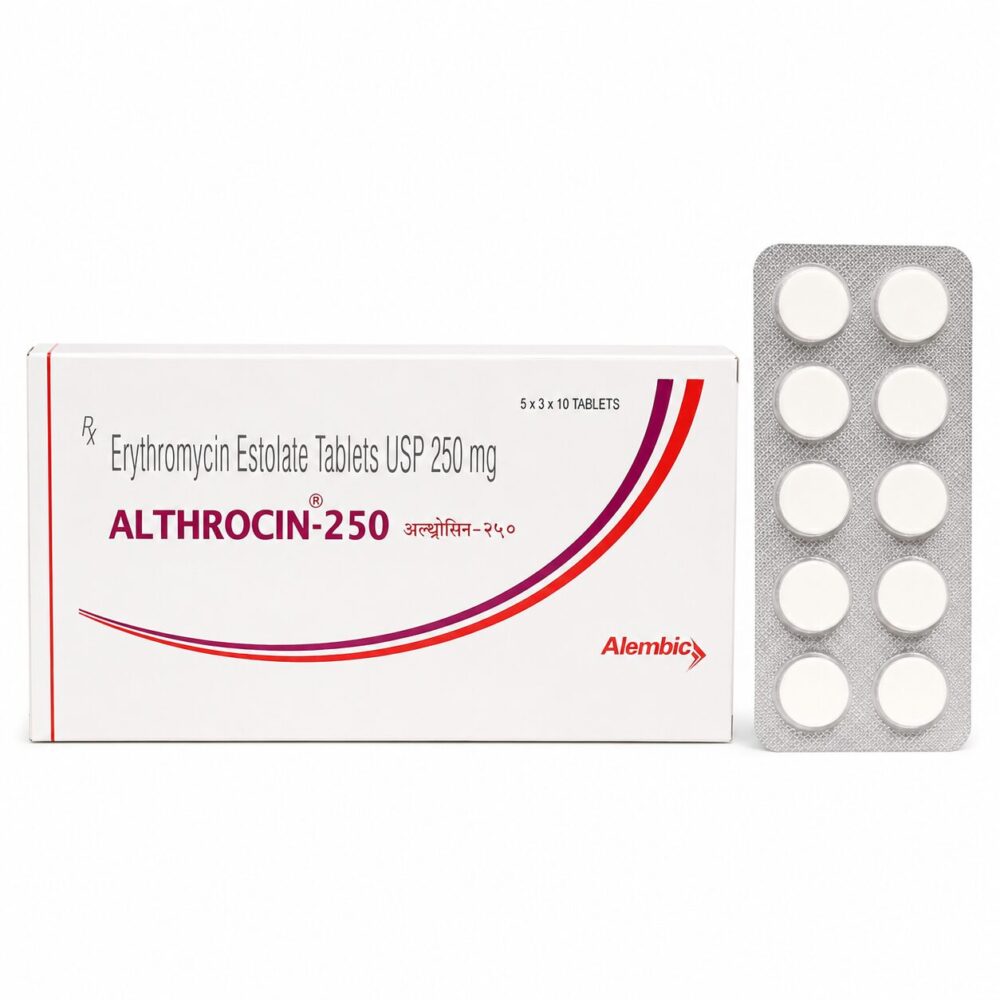 Althrocin 250 mg (Erythromycin Tablets) 3 Althrocin 250 mg - Authentic Erythromycin Antibiotic Tablets