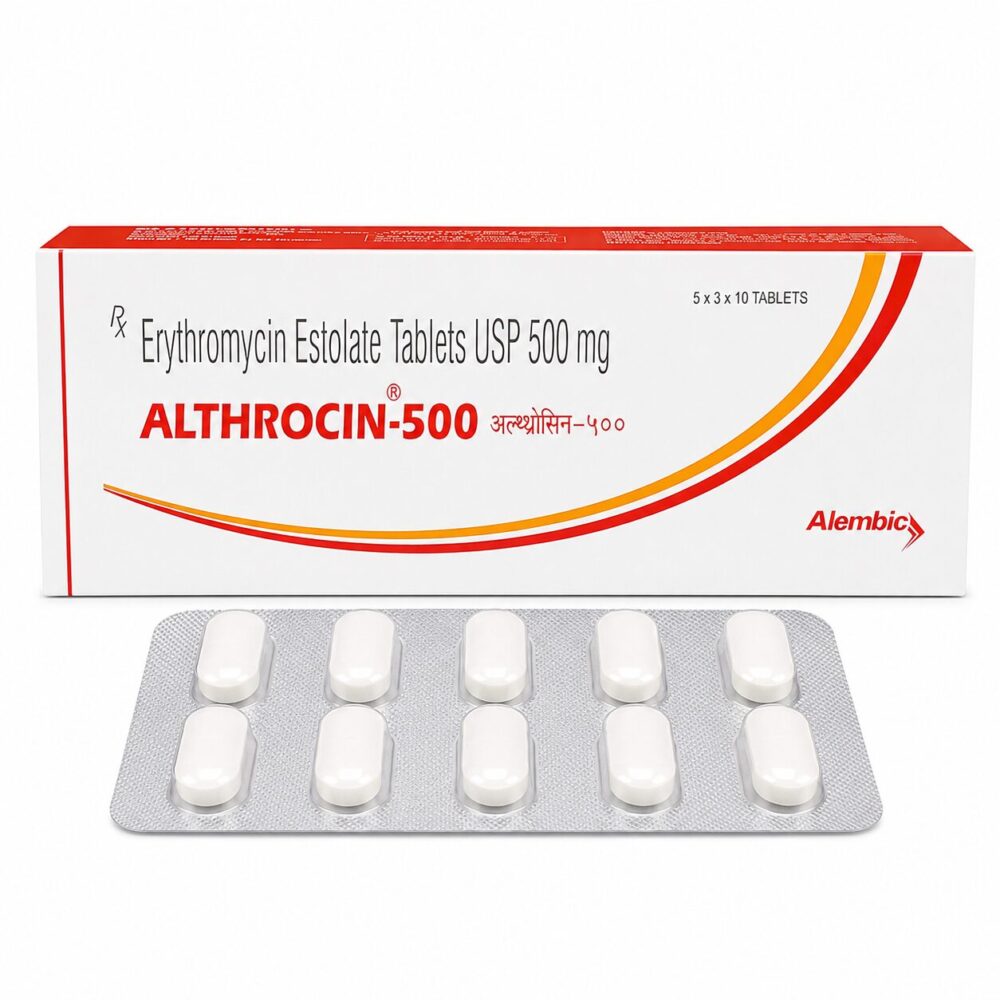 Althrocin 500 mg (Erythromycin Tablets) 1 Althrocin 500 mg - Authentic Erythromycin Antibiotic Tablets