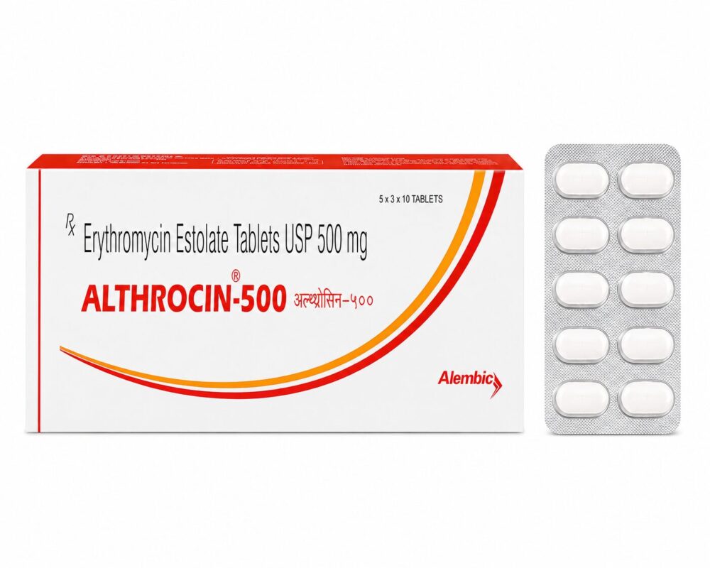 Althrocin 500 mg (Erythromycin Tablets) 3 Althrocin 500 mg - Authentic Erythromycin Antibiotic Tablets