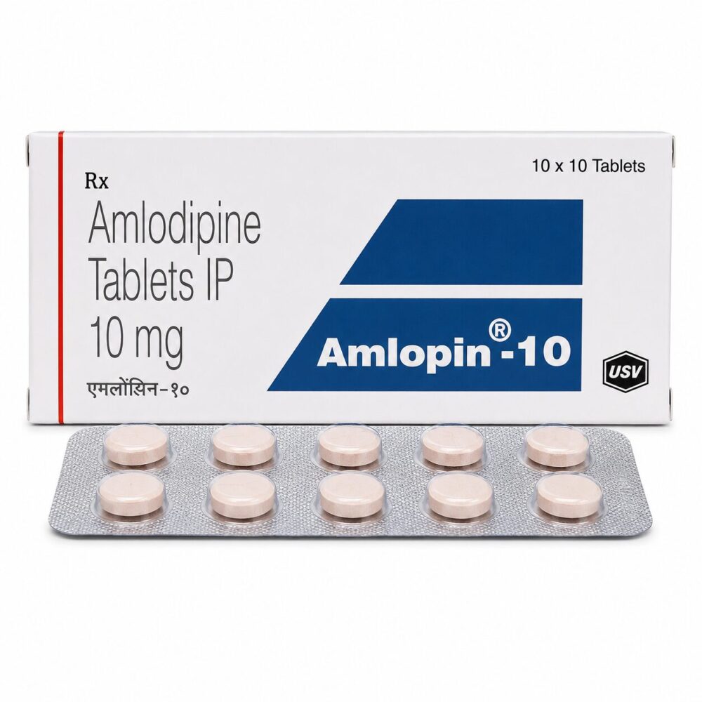Amlopin 10 mg (Amlodipine) 1 Amlopin 10 mg (Amlodipine) front box with strip
