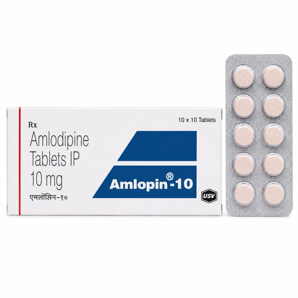 Amlopin 10 mg (Amlodipine) 3 Amlopin 10 mg (Amlodipine) front box with vertical strip