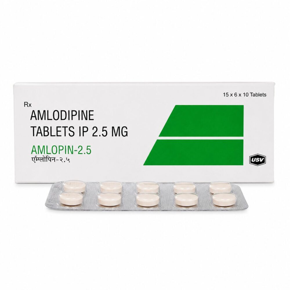 Amlopin 2.5 mg (Amlodipine) 1 Amlopin 2.5 mg (Amlodipine) front box with strip