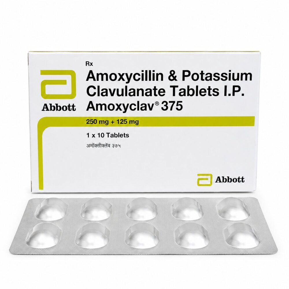 Amoxyclav 375 mg Tablet (Amoxicillin/Clavulanic Acid) 1 Amoxyclav 375 mg - Authentic Amoxicillin and Clavulanate Potassium Antibiotic Tablets