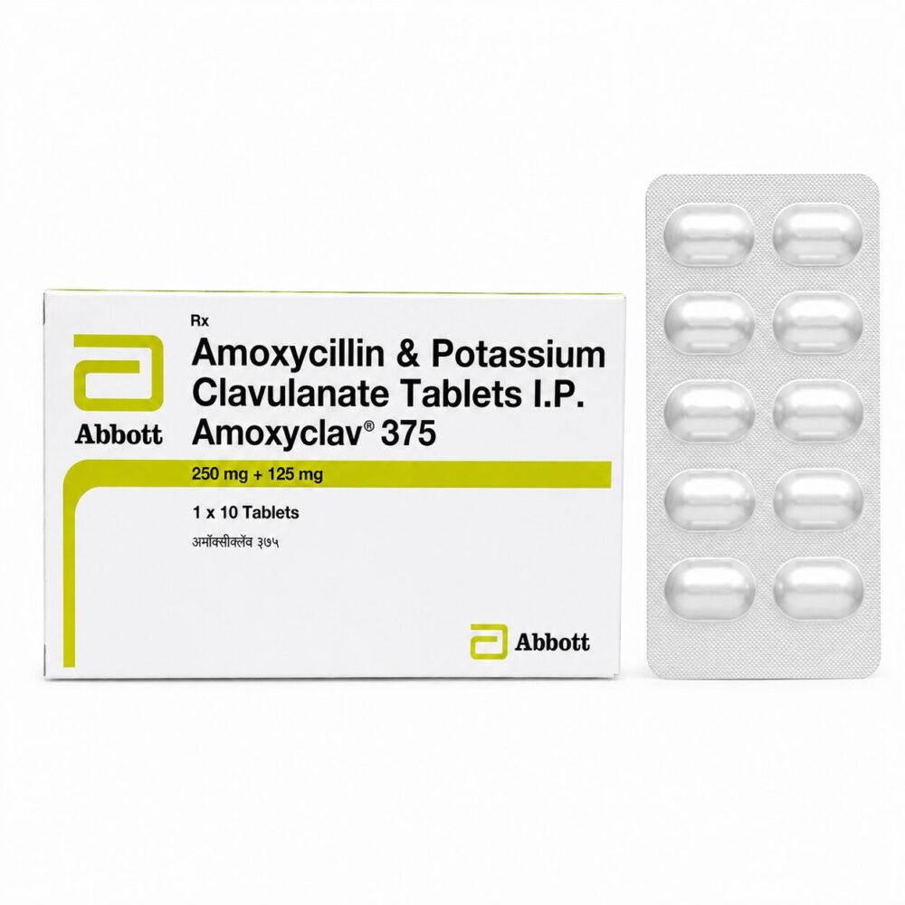 Amoxyclav 375 mg Tablet (Amoxicillin/Clavulanic Acid) 3 Amoxyclav 375 mg - Authentic Amoxicillin and Clavulanate Potassium Antibiotic Tablets