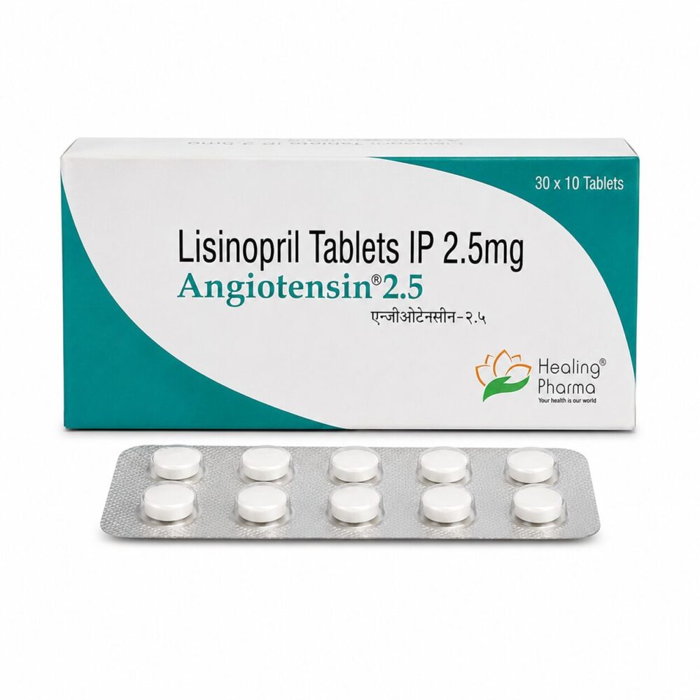 Angiotensin 2.5 mg (Lisinopril) 1 Angiotensin 2.5 mg (Lisinopril) front box with strip