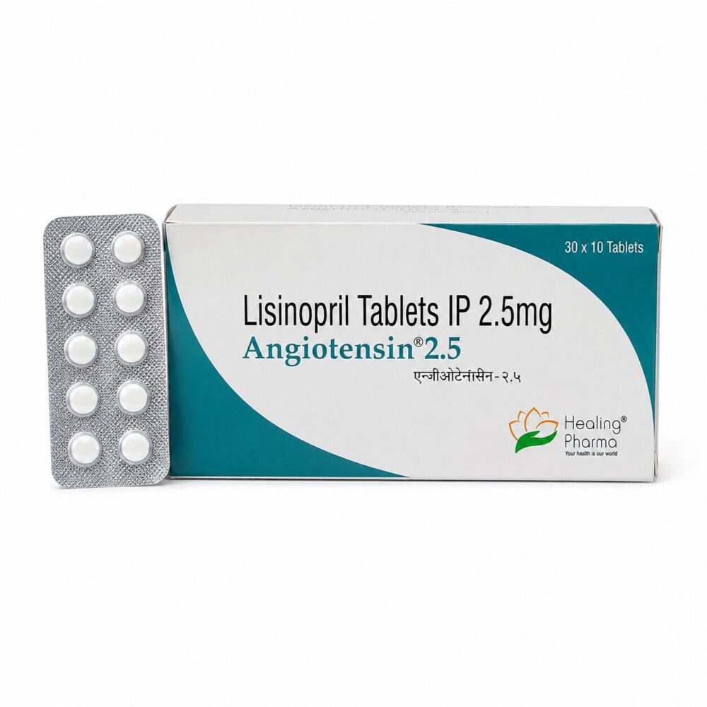 Angiotensin 2.5 mg (Lisinopril) 3 Angiotensin 2.5 mg (Lisinopril) front box with vertical strip