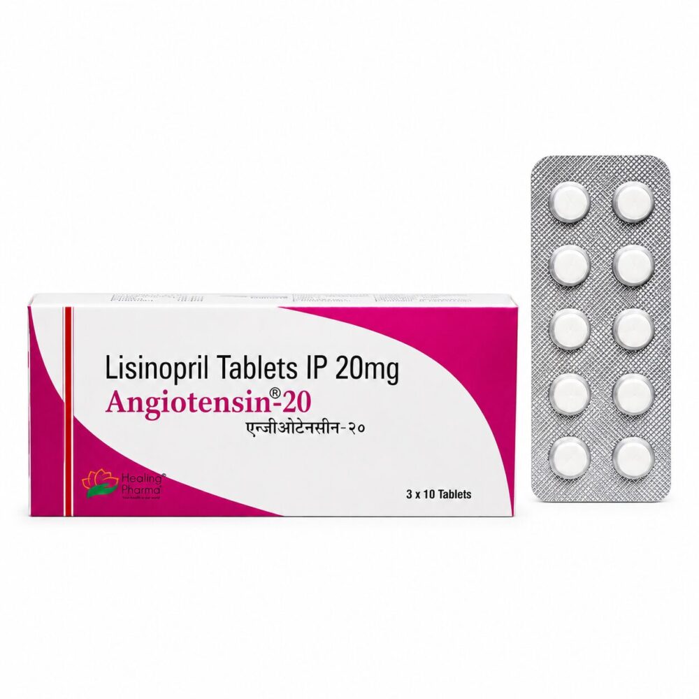 Angiotensin 20 mg (Lisinopril) 3 Angiotensin 20 mg (Lisinopril) front box with vertical strip