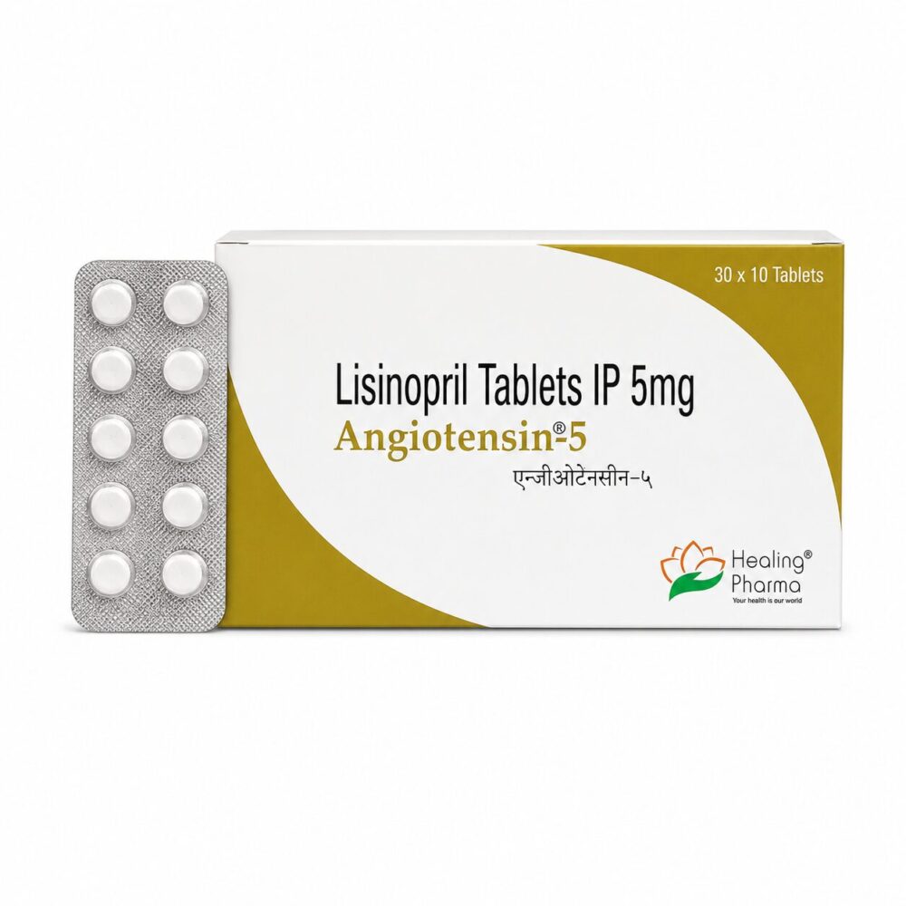 Angiotensin 5 mg (Lisinopril) 3 Angiotensin 5 mg (Lisinopril) box with vertical strip