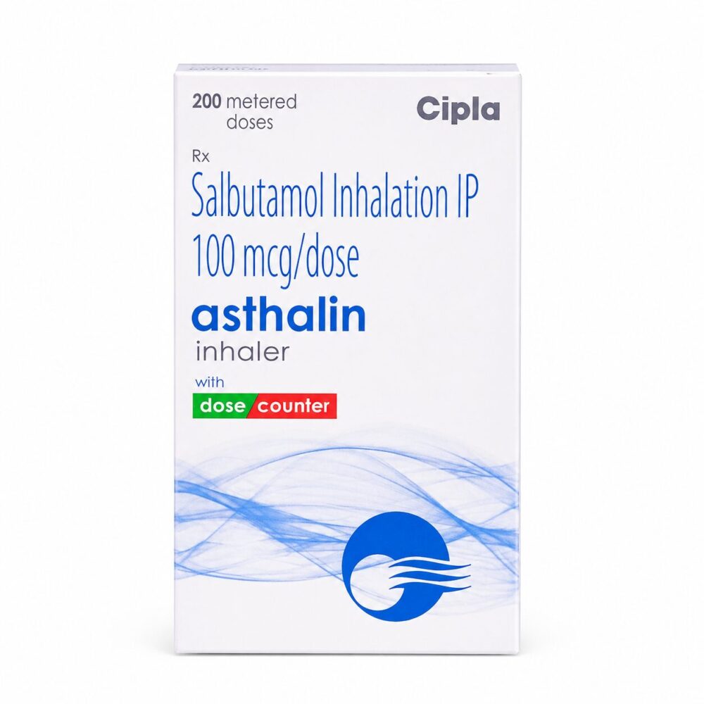 ASTHAlin 100mcg Inhaler (Salbutamol) 2 ASTHAlin 100mcg Inhaler (Salbutamol) front box