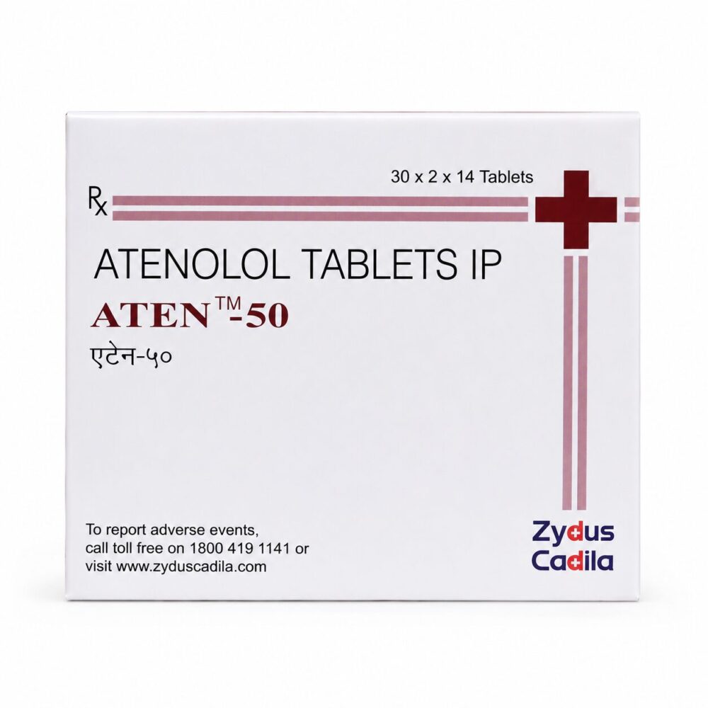 Aten 50 mg (Atenolol) 1 Aten 50 mg (Atenolol) front box