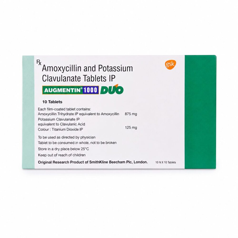 Augmentin 1000mg Duo ( Amoxycillin + Clavulanic Acid ) 1 Augmentin 1000 mg Duo ( Amoxycillin + Clavulanic Acid )
