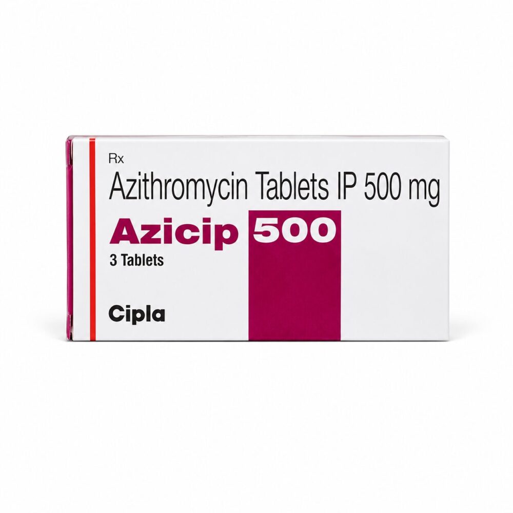 Azicip 500 mg Tablet (Azithromycin) 2 Azicip 500 mg - Authentic Azithromycin Antibiotic box