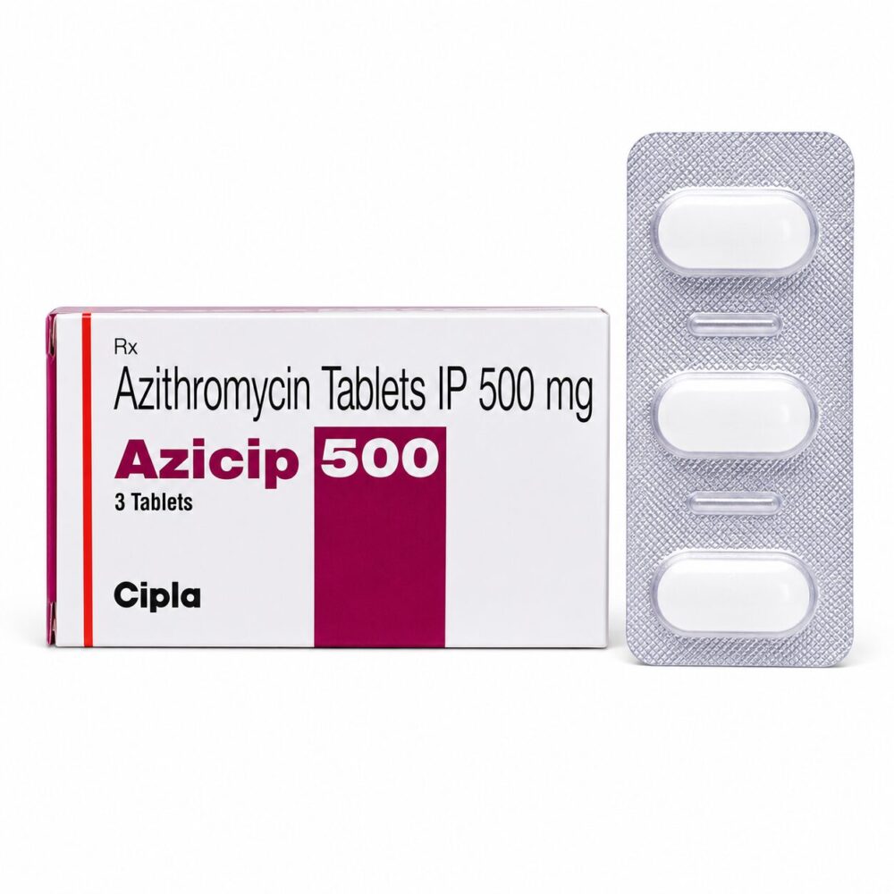 Azicip 500 mg Tablet (Azithromycin) 3 Azicip 500 mg - Authentic Azithromycin Antibiotic Tablets