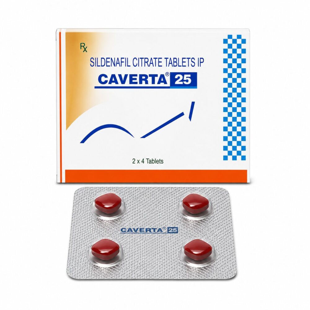 Caverta 25 mg (Sildenafil Citrate Tablets) 1 Caverta 25 mg - Authentic Sildenafil Citrate Tablets for Targeted Vascular Support.