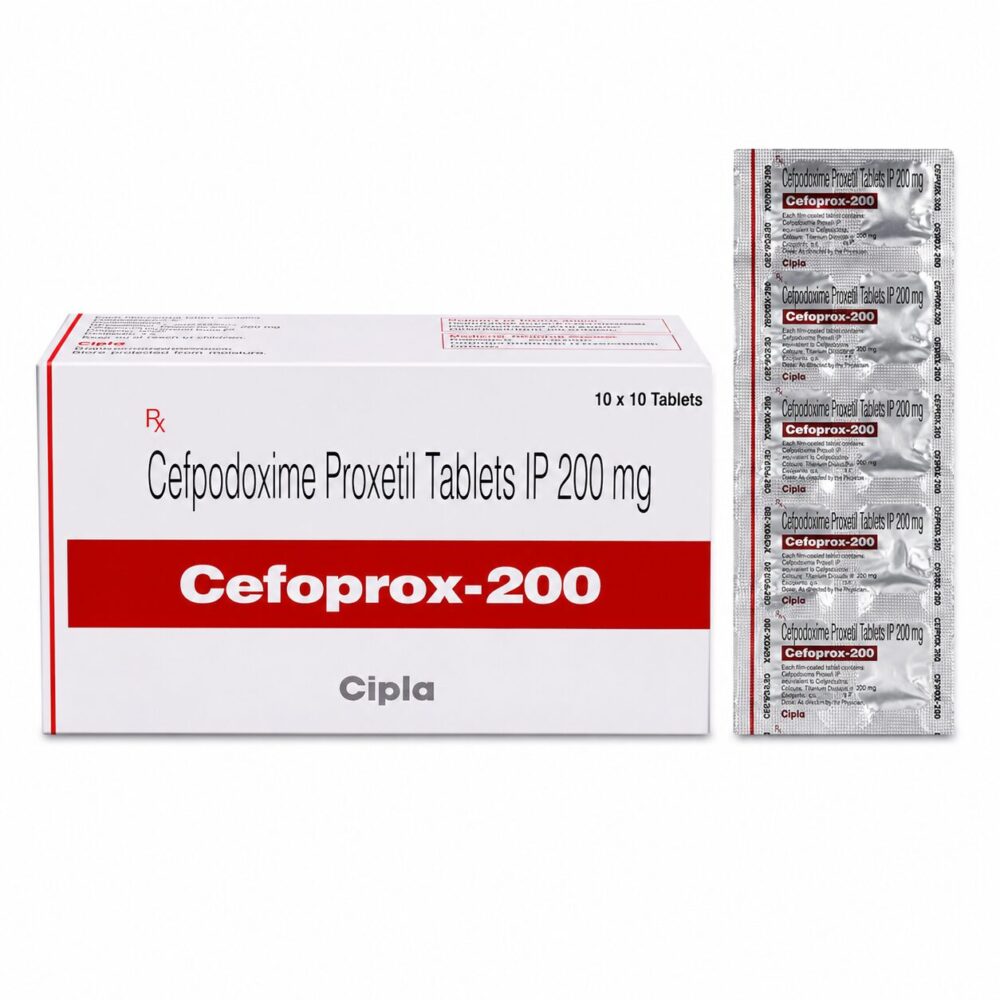 Cefoprox 200 mg Tablet (Cefpodoxime) 2 Cefoprox 200mg Tablet (Cefpodoxime) front box with vertical strip