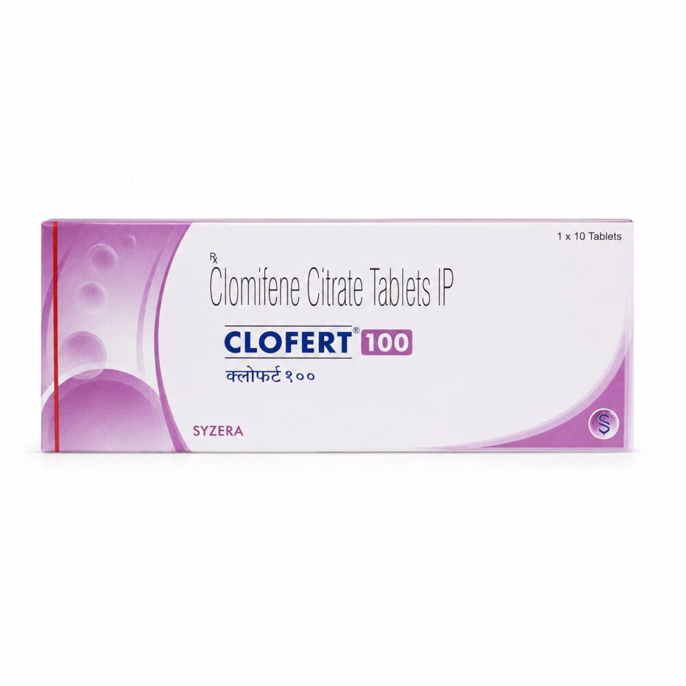 Clofert 100 mg (Clomiphene) 1 Clofert 100 mg (Clomiphene) front box