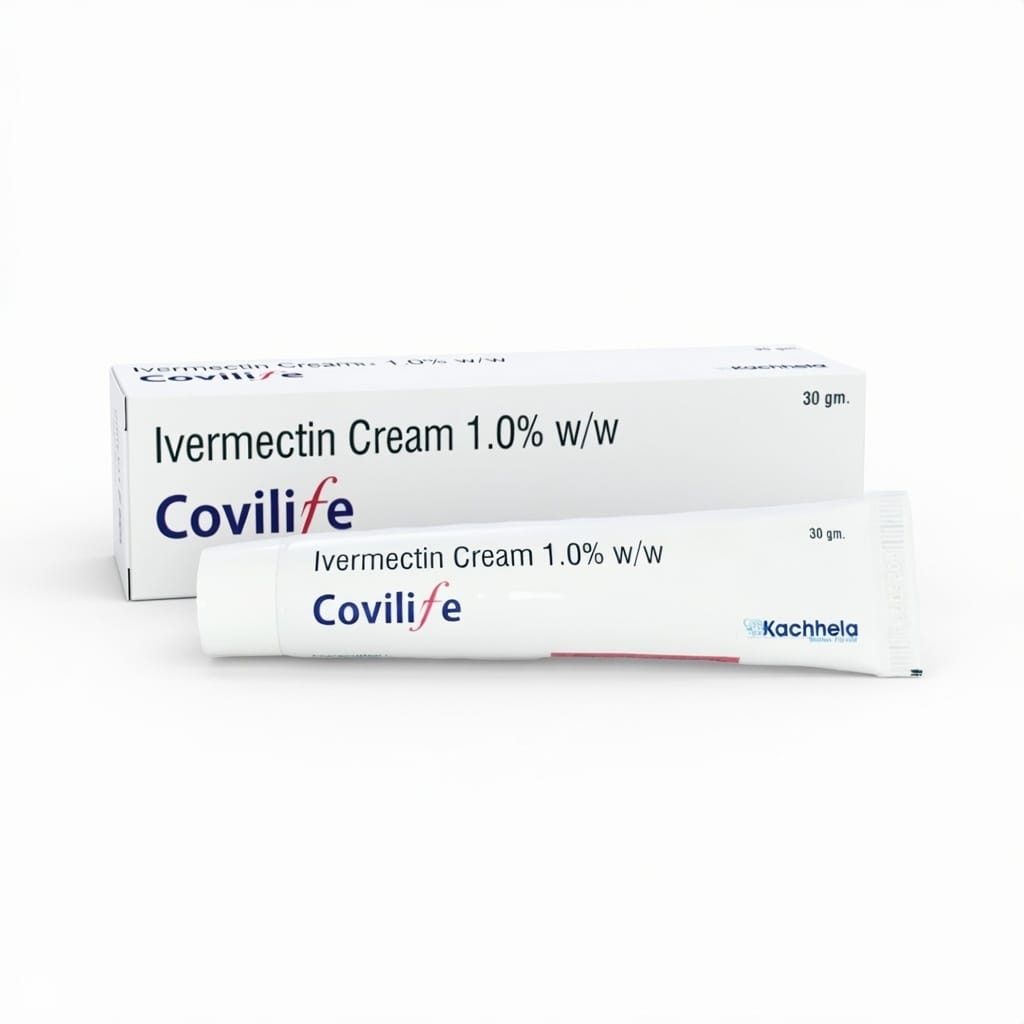 Covilife Cream 1.0% w/w (Ivermectin) 2 Covilife Cream 1.0% w/w front box with tube