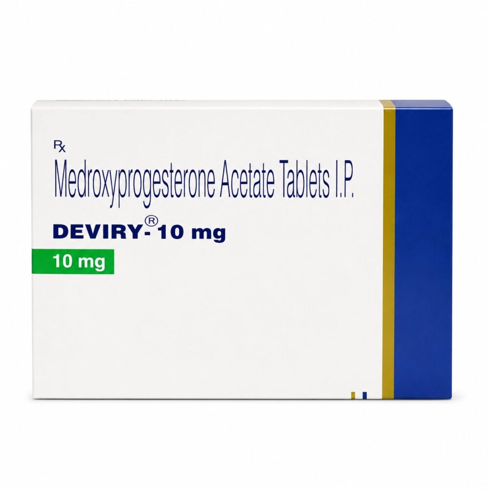 Deviry 10 mg (Medroxyprogesterone acetate) 2 Deviry 10mg (Medroxyprogesterone acetate) front box