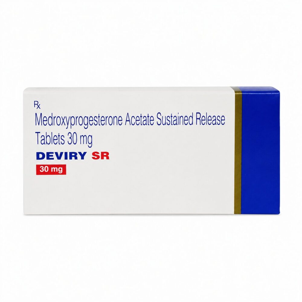 Deviry SR 30 mg (Medroxyprogesterone acetate) 2 Deviry 30mg (Medroxyprogesterone acetate) front box
