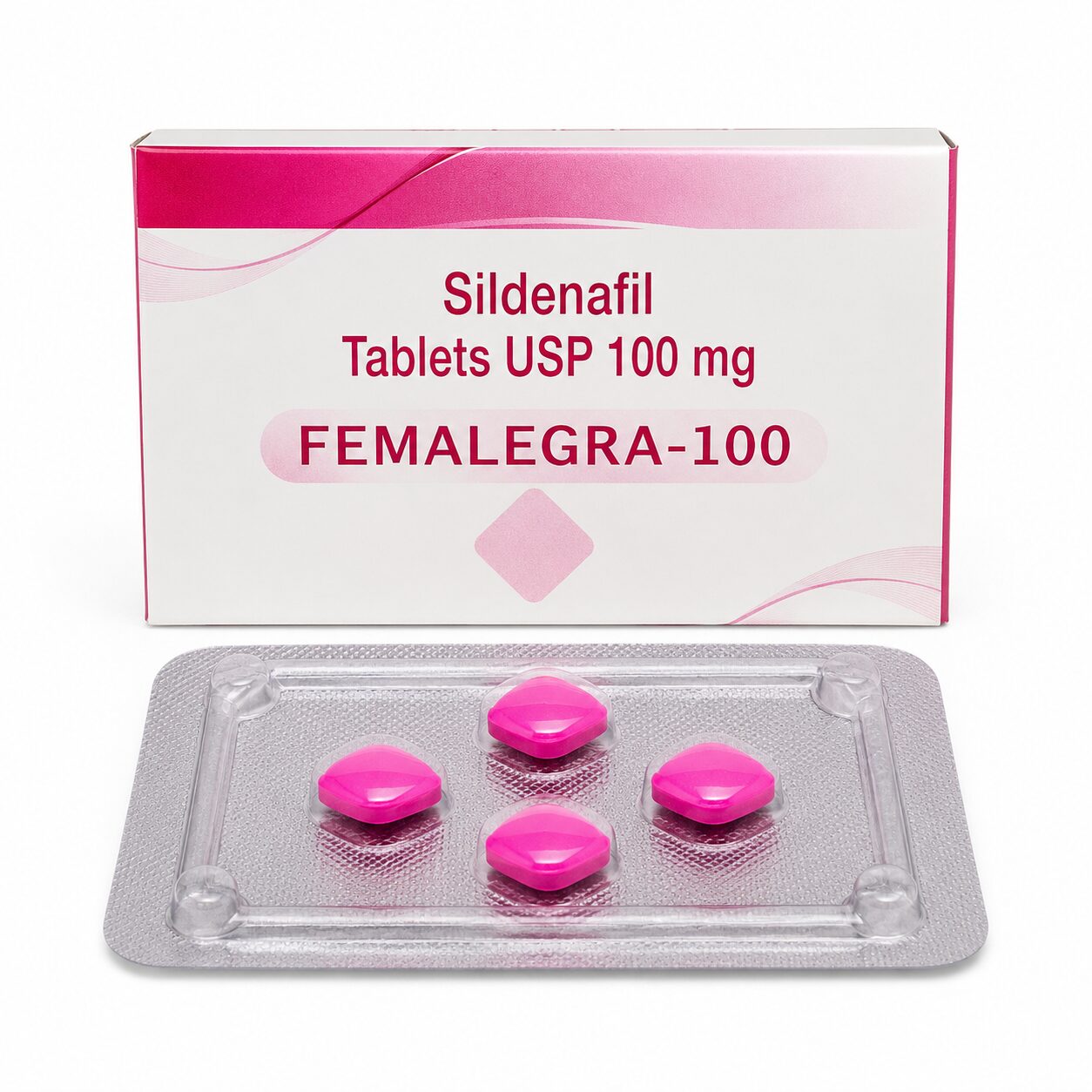 Femalegra 100 mg (Sildenafil Citrate) 1 Femalegra 100 mg front box with strip