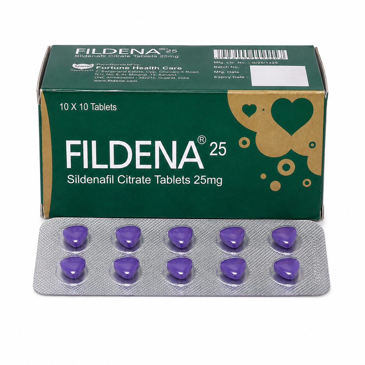 Fildena 25 mg (Sildenafil Citrate) 1 Fildena 25 mg (Sildenafil Citrate) front box with strip