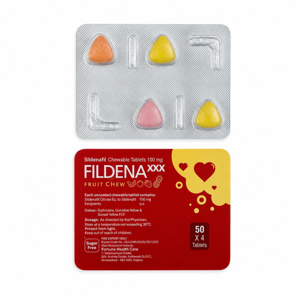Fildena XXX Chewable 100 mg (Sildenafil Citrate) 2 Fildena XXX Chewable 100 mg strip