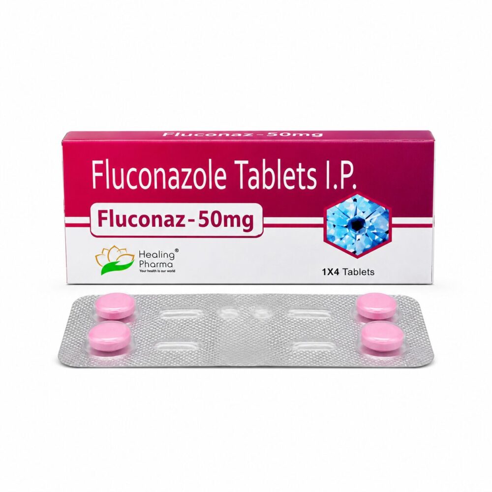 Fluconaz 50 mg (Fluconazole) 1 Fluconaz 50 mg Tablet (Fluconazole) front box with strip