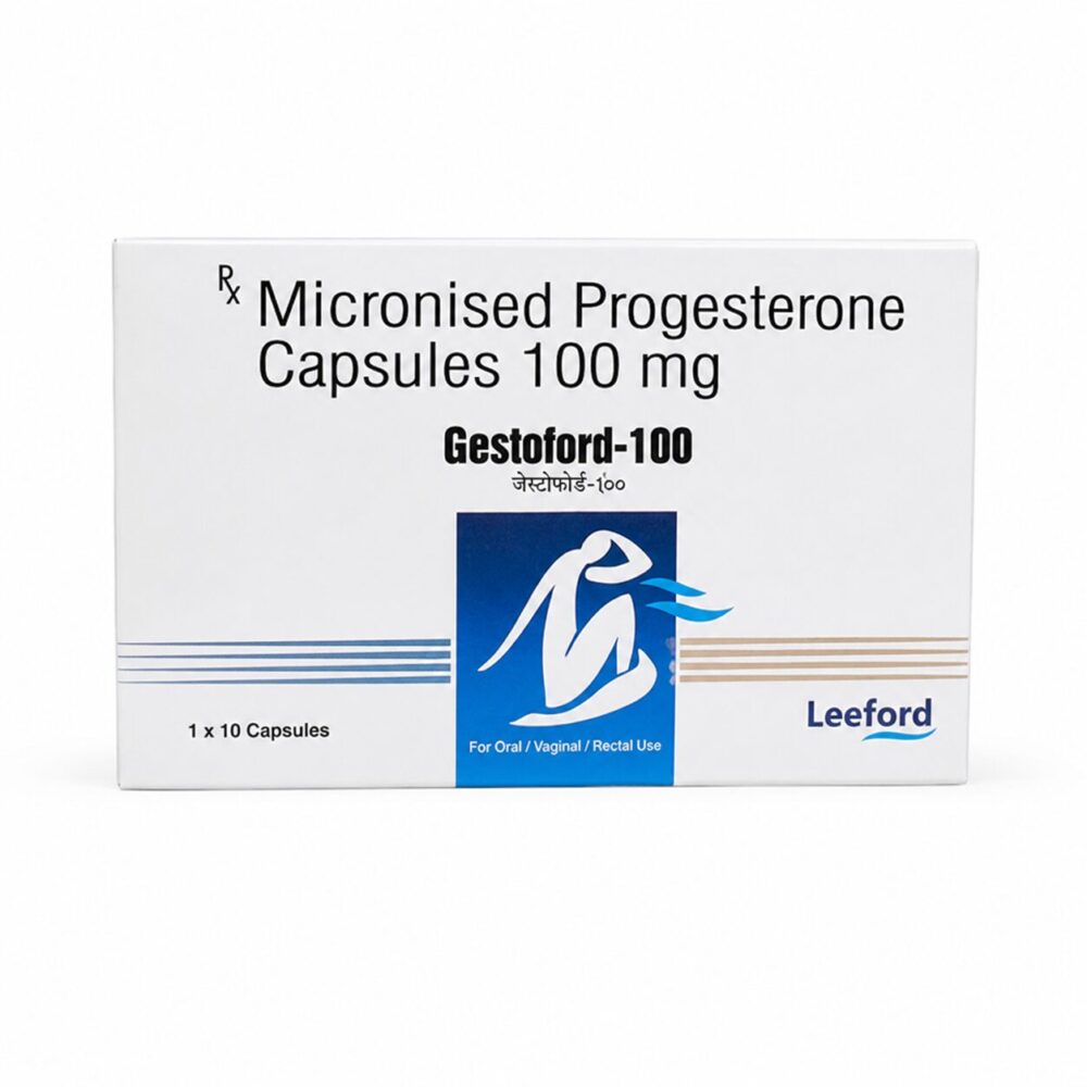 Gestoford 100 mg Soft Gel 2 Gestoford 100 mg Soft Gel front box