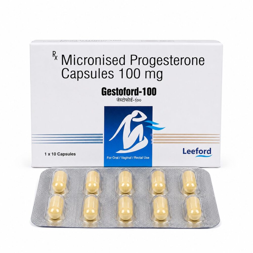 Gestoford 100 mg Soft Gel 1 Gestoford 100 mg Soft Gel front box with strip