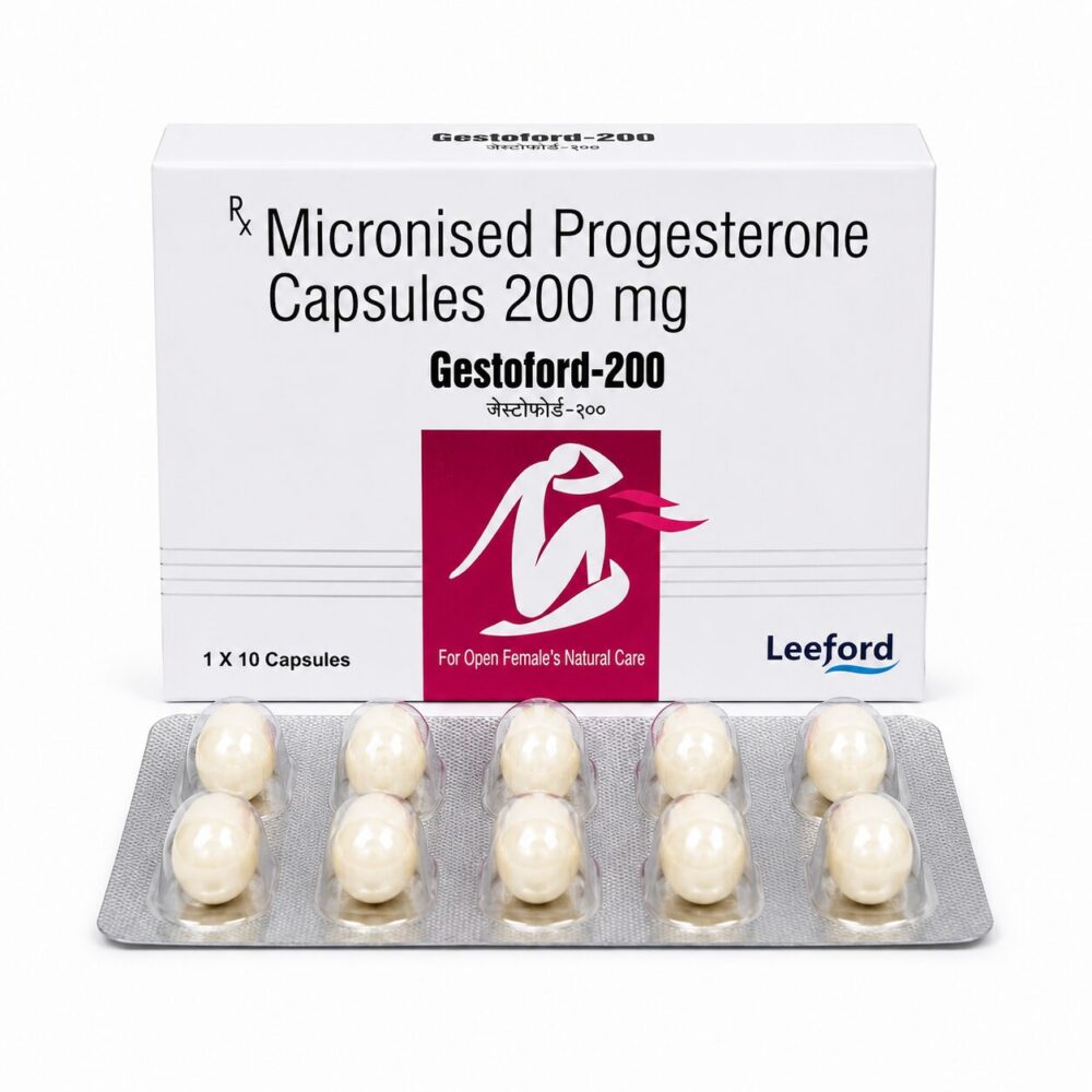 Gestoford 200 mg Soft Gel 1 Gestoford 200 mg Soft Gel front box with strip