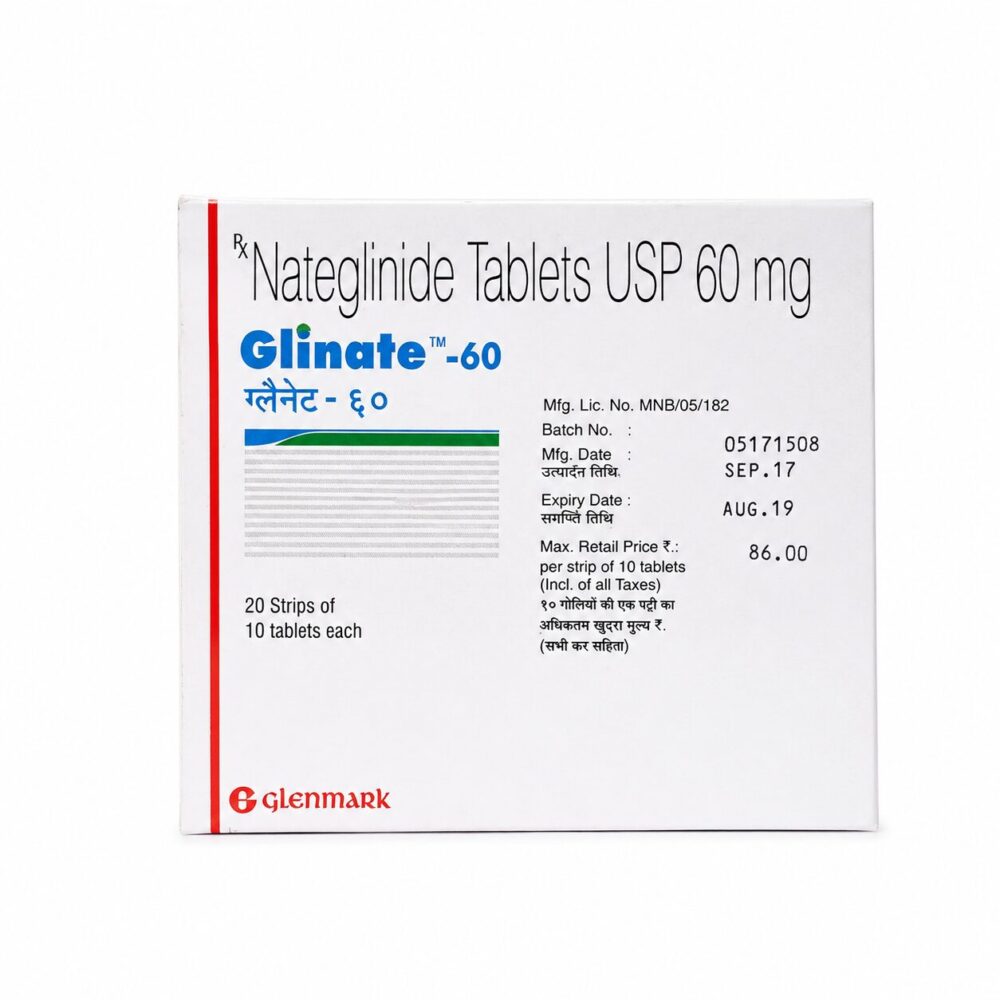 Glinate 60 mg (Nateglinide) 2 Glinate 60 mg (Nateglinide) front box