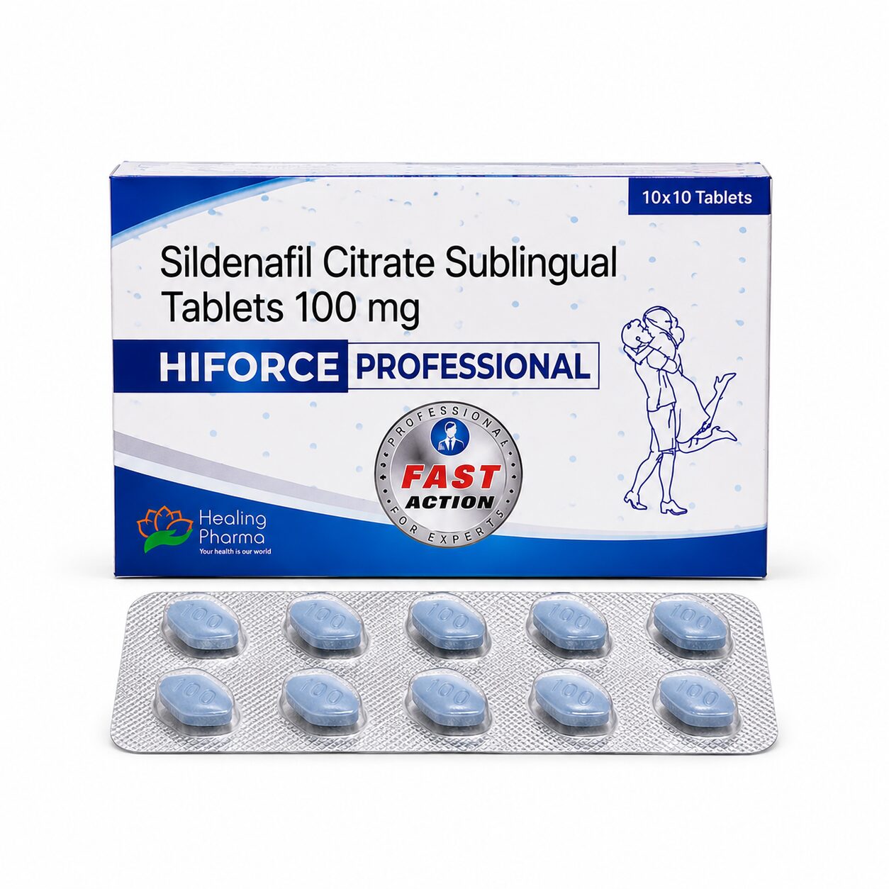 Hiforce Professional 100 mg (Sildenafil Citrate) 1 Hiforce Professional 100 mg front box with strip