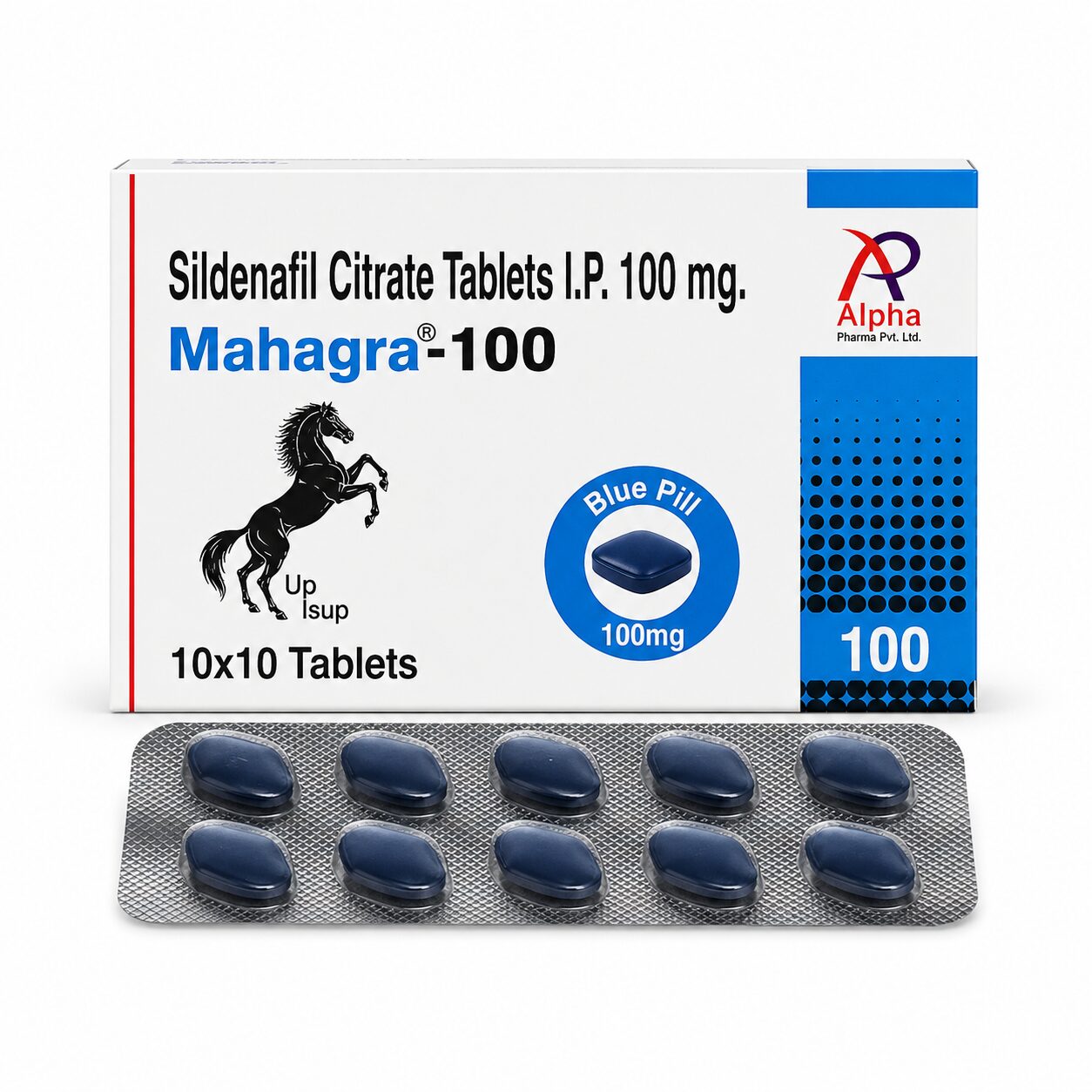 Mahagra 100 mg (Sildenafil Citrate) 1 Mahagra 100 mg (Sildenafil Citrate) front box with strip