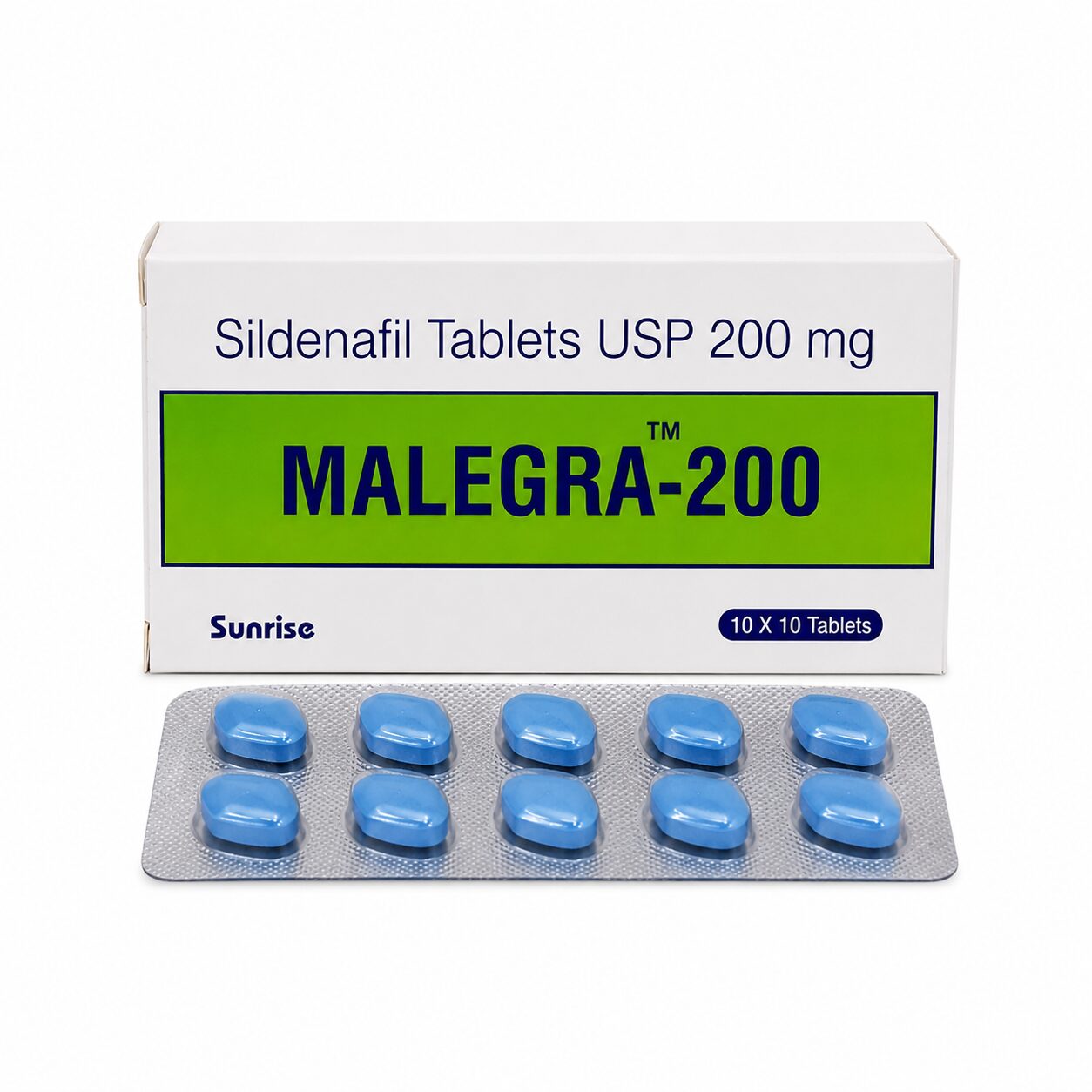 Malegra 200 mg (Sildenafil Citrate) 1 Malegra 200 mg (sildenafil Citrate) front box with strip