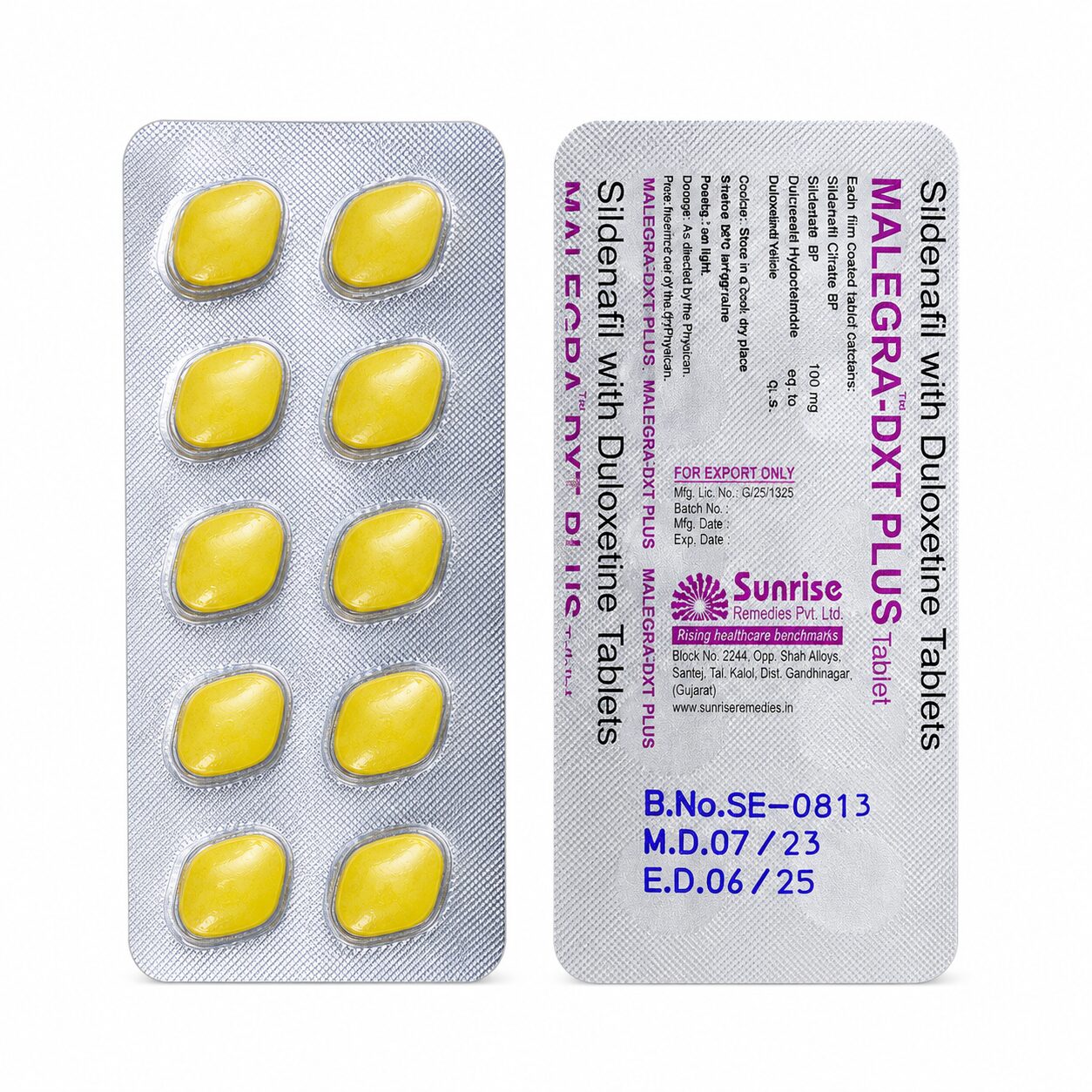 Malegra DXT Plus (Sildenafil Citrate/Duloxetine) 2 Malegra DXT Plus (Sildenafil Citrate100 mg/Duloxetine 60 mg) strip