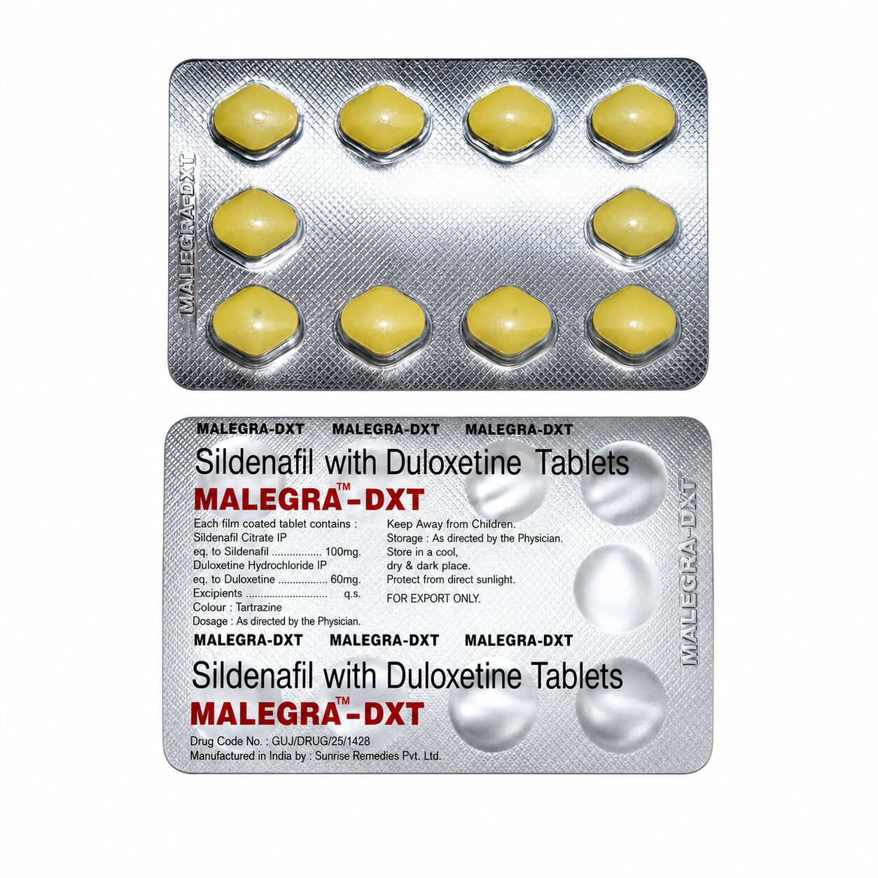Malegra DXT (Sildenafil Citrate/Duloxetine) 2 Malegra DXT (Sildenafil Citrate/Duloxetine) strips