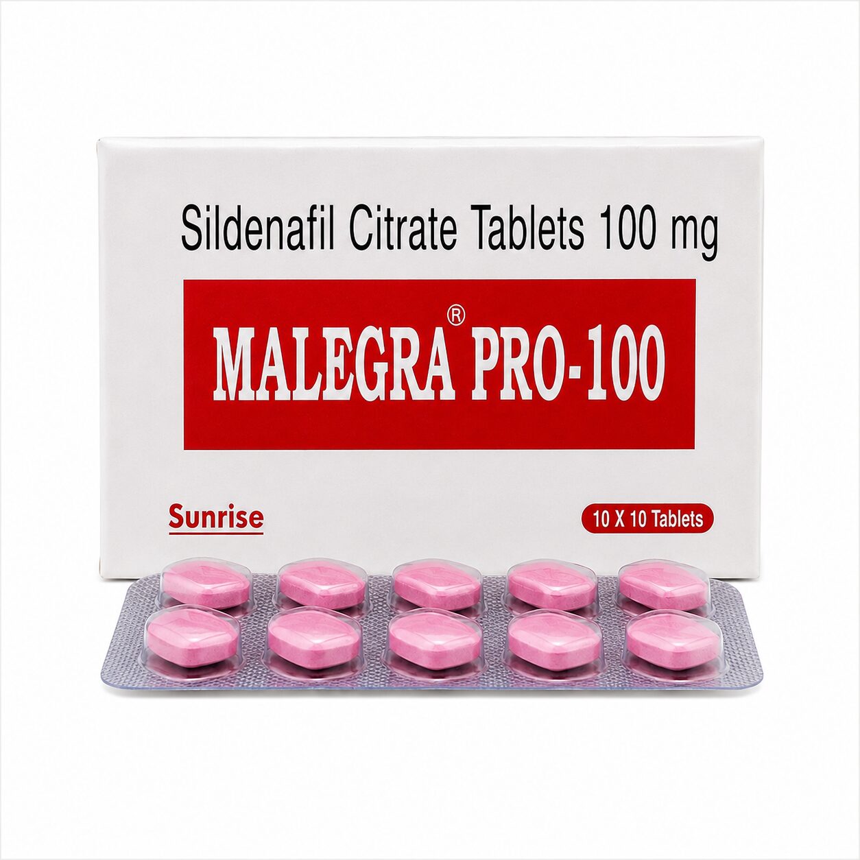 Malegra Professional 100 mg (Sildenafil Citrate) 1 Malegra Professional 100 mg front box with strip