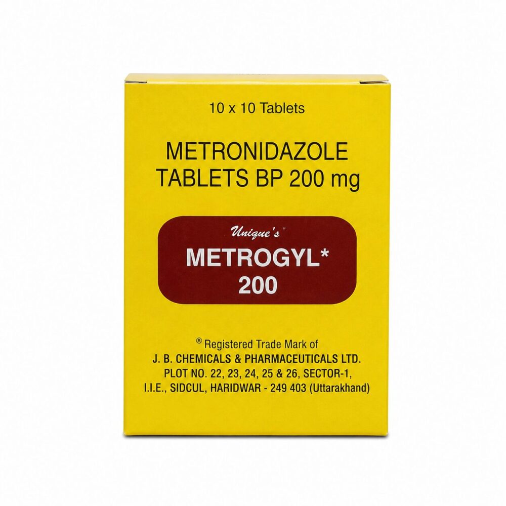 Metrogyl 200 mg (metronidazole) 2 Metrogyl 200 mg (metronidazole) front box