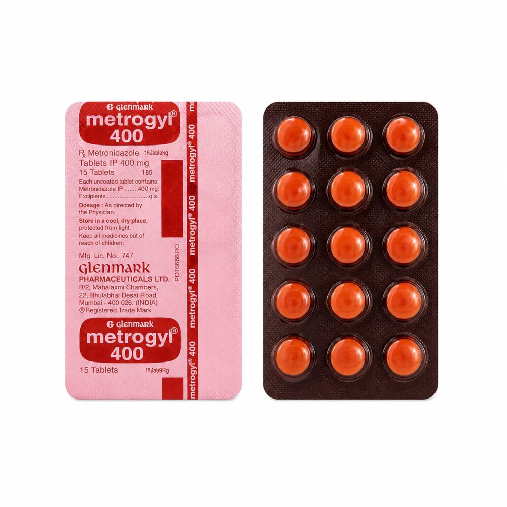 Metrogyl 400 mg (Metronidazole) 1 Metrogyl 400 mg (Metronidazole) strips