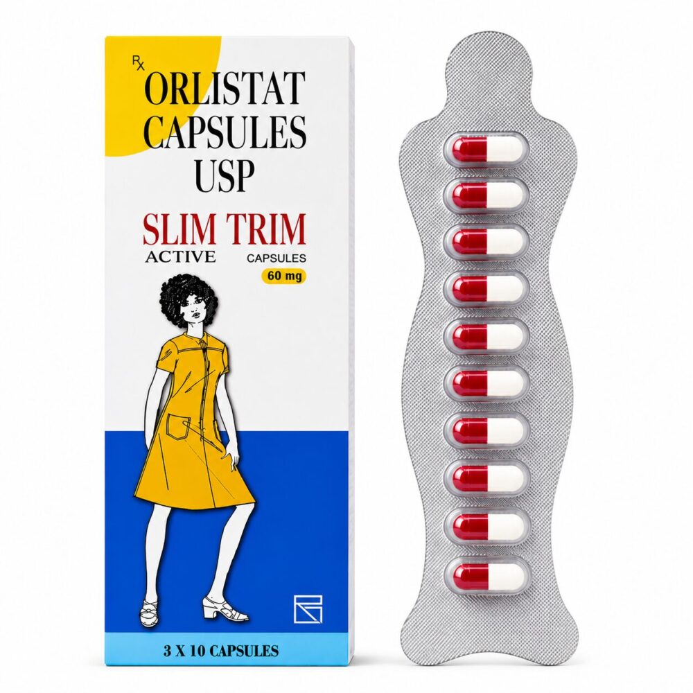 Slim Trim Active 60 mg (Orlistat) 1 Slim Trim Active 60 mg (Orlistat) front box with strip