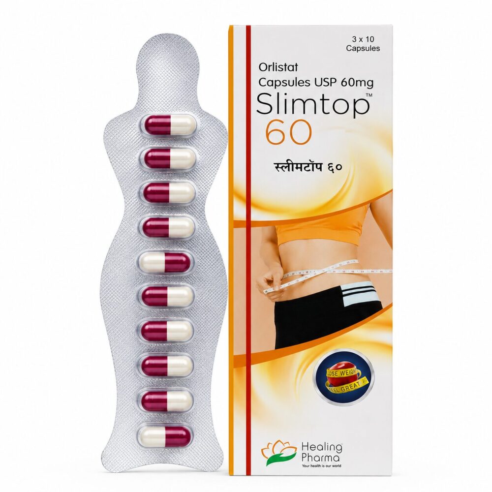 Slimtop 60 mg (Orlistat) 1 Slimtop 60 mg (Orlistat) front box with strip