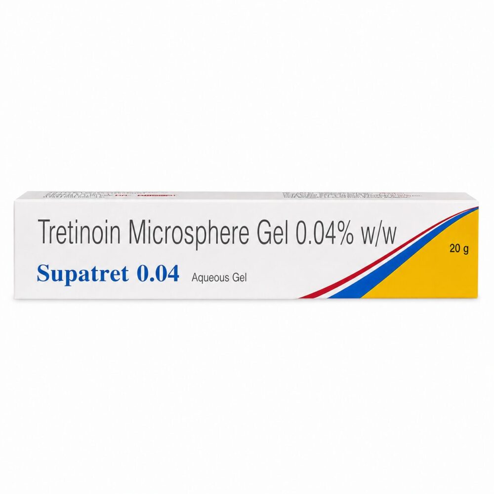 Supatret 0.04% Gel (Tretinoin Microsphere Gel) 2 Supatret 0.04% Gel (Tretinoin Microsphere Gel) front box
