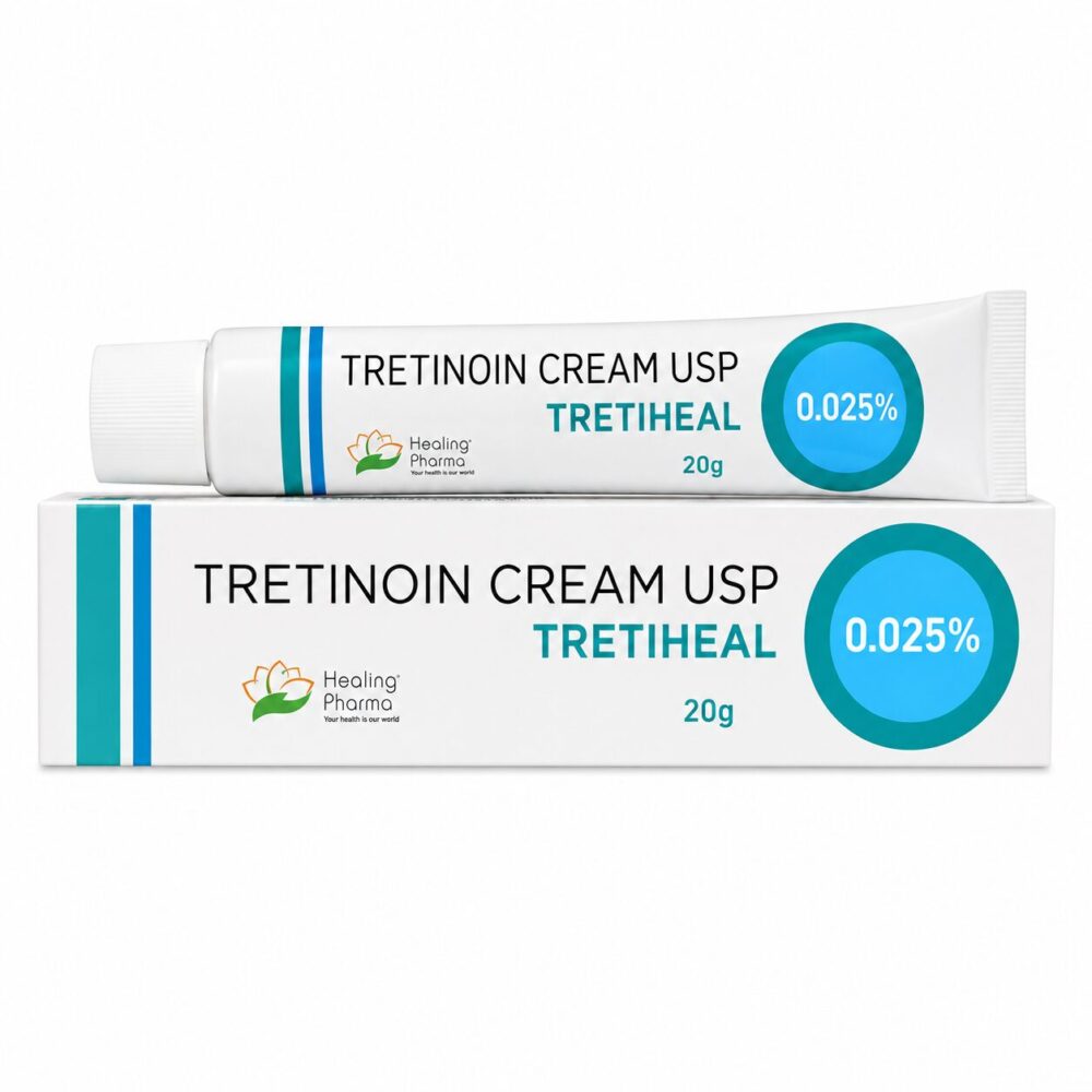 Tretiheal 0.025% Cream (Tretinoin) 1 Tretiheal 0.025% Cream (Tretinoin) front box with tube