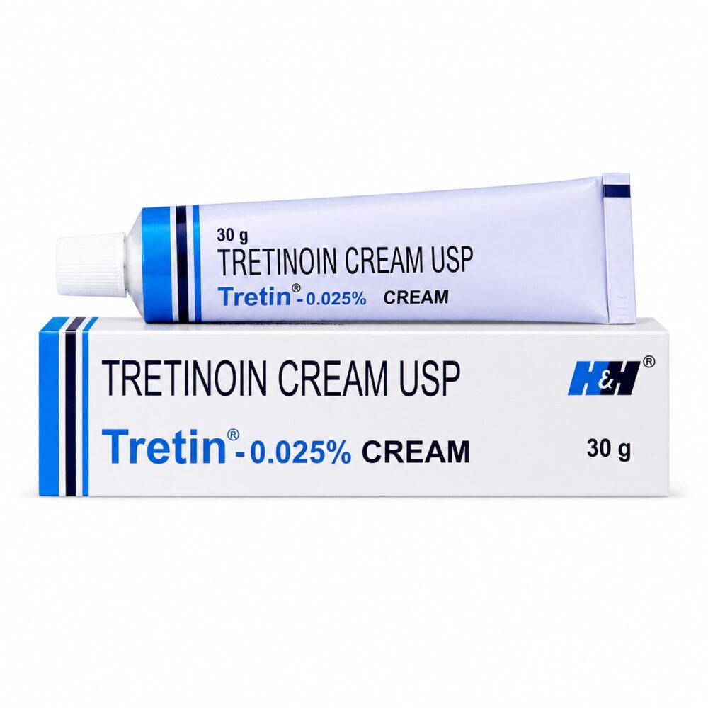 Tretin 0.025% Cream (Tretinoin Cream) 1 Tretin 0.025% Cream (Tretinoin Cream) front box with tube