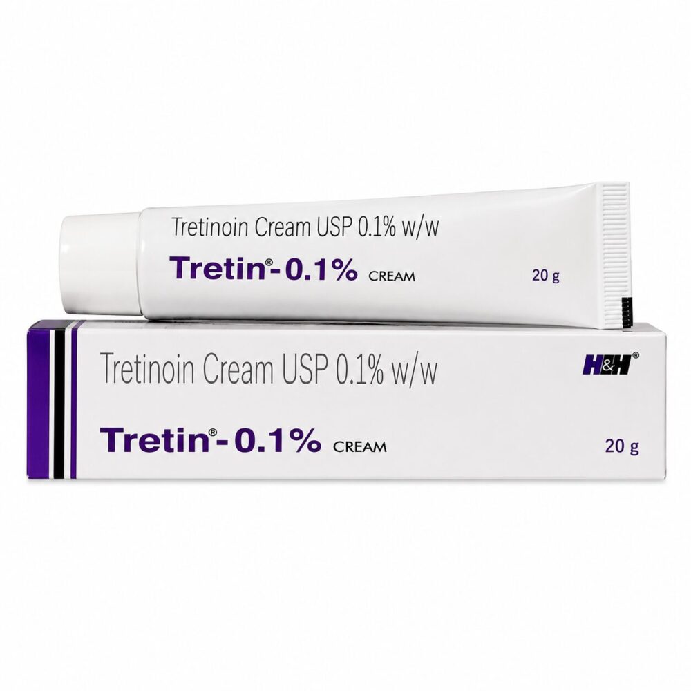 Tretin-0.1% Cream (Tretinoin) 1 Tretin-0.1% Cream (Tretinoin) front box with tube