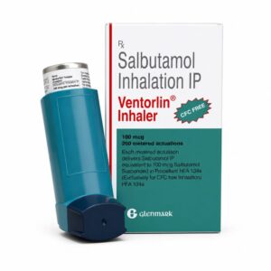 Ventorlin Inhaler 100 mcg (Salbutamol) front box with inhaler