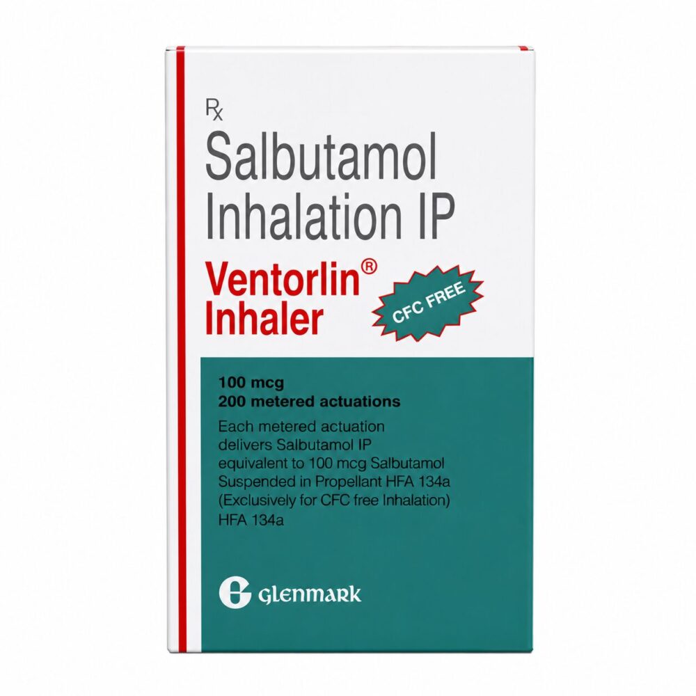 Ventorlin Inhaler 100 mcg (Salbutamol) 2 Ventorlin Inhaler 100mcg (Salbutamol) front box